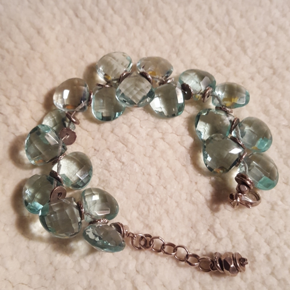 Antique Natural Aquamarine Tear drop bracelet